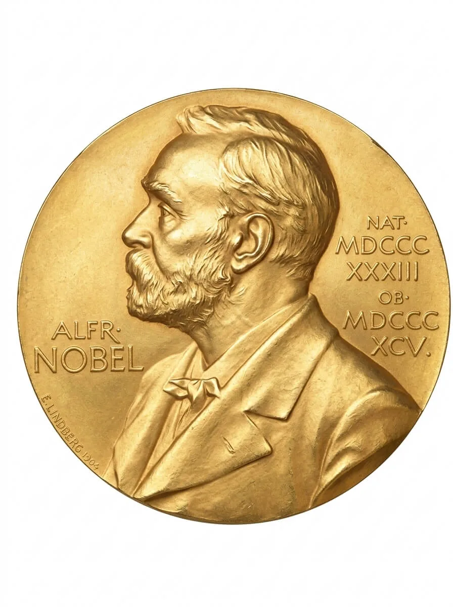 Золотая медаль Нобелевской премии с профилем Альфреда Нобеля