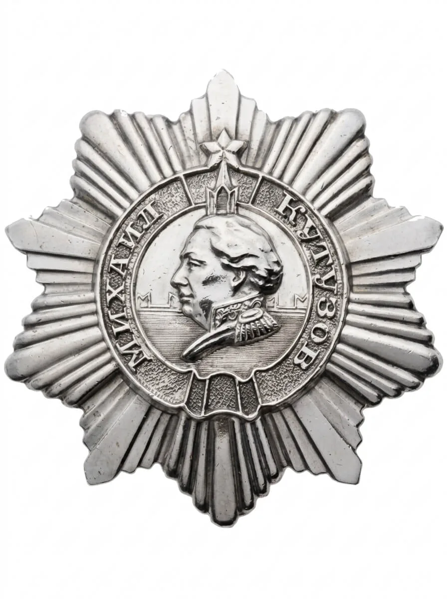 Орден Кутузова III степени СССР, 1943–1991 годы: серебряная звезда 44 мм без эмали в центральном круге