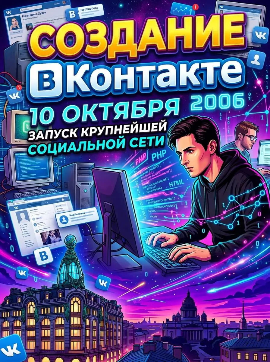 Создана социальная сеть ВКонтакте — Запуск российской социальной сети Павлом Дуровым в Санкт-Петербурге